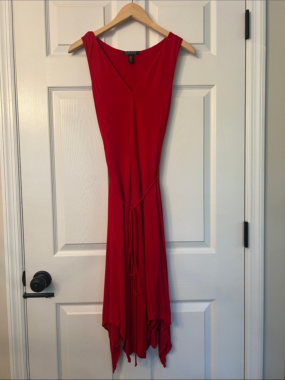 Tommy Hilfiger Red Sleeveless Handkerchief Hem Dress